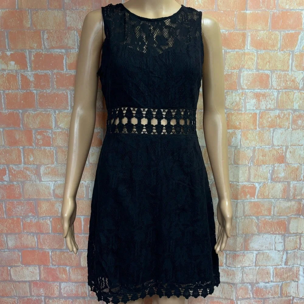 Free People‎ Lace Illusion Neck Mini Dress